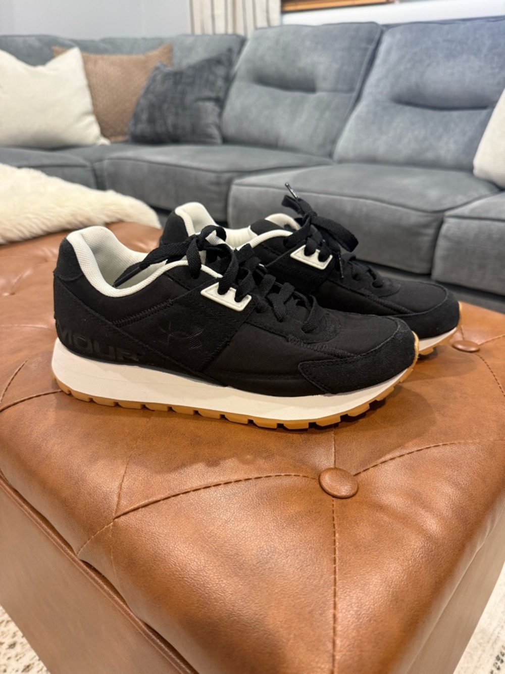 Black and White Retro Runner Under Armour Sneakers